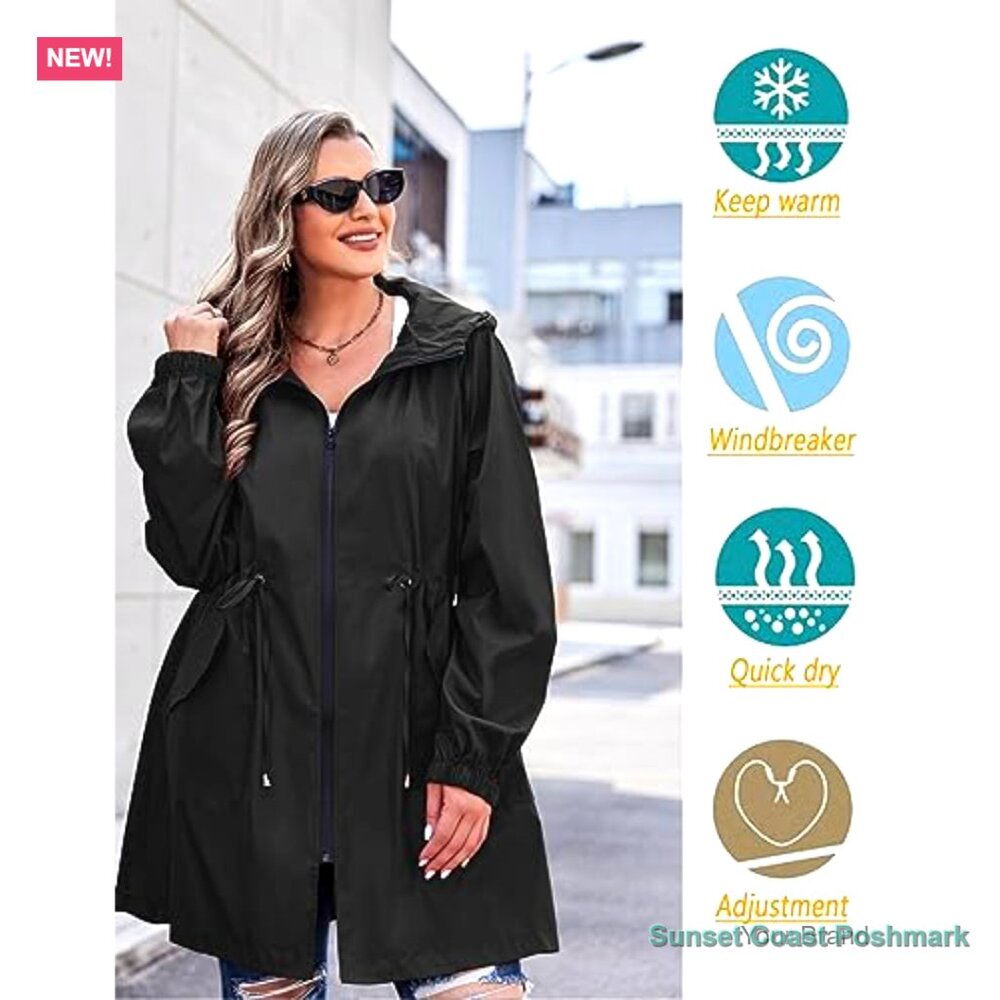 Lightweight Waterproof Polyester Rain Jacket with… - image 3